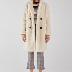 NWT Bershka Long Teddy Coat Size Medium
